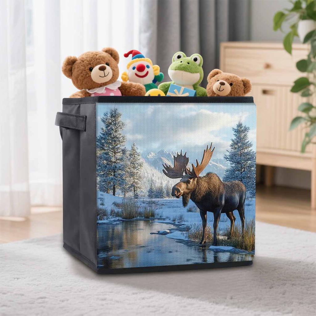 A Deer Drinking Water 5D Diamond Painting Storage Basket Full Round Drill Mosaic Diamond Embroidery Cross Stitch Kits Home Decor Home Decor