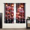 2pc,  Valentine's Day Window Treatment Curtains Romantic Heart Theme Roses Durable Polyester,Without Electricity Spring Party &