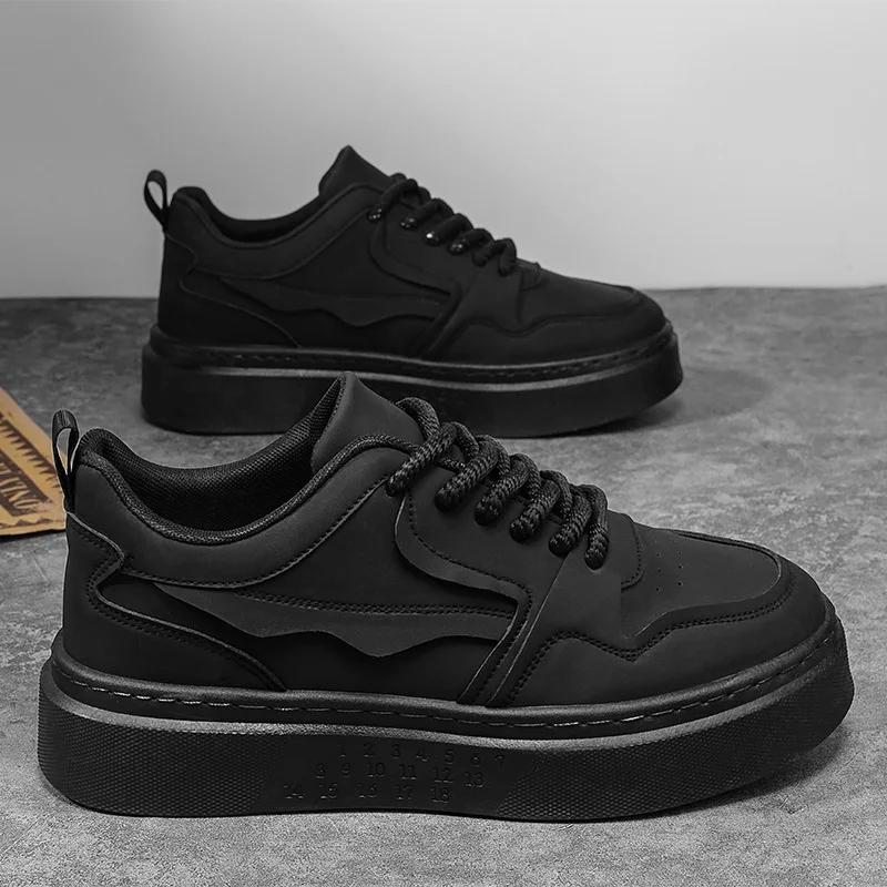 Fashion Men's Casual Shoes Light Mesh Breathable Sneakers 2024 New Lace-up Thick Sole Casual Board Footwear Fashionable Skateboard Shoes