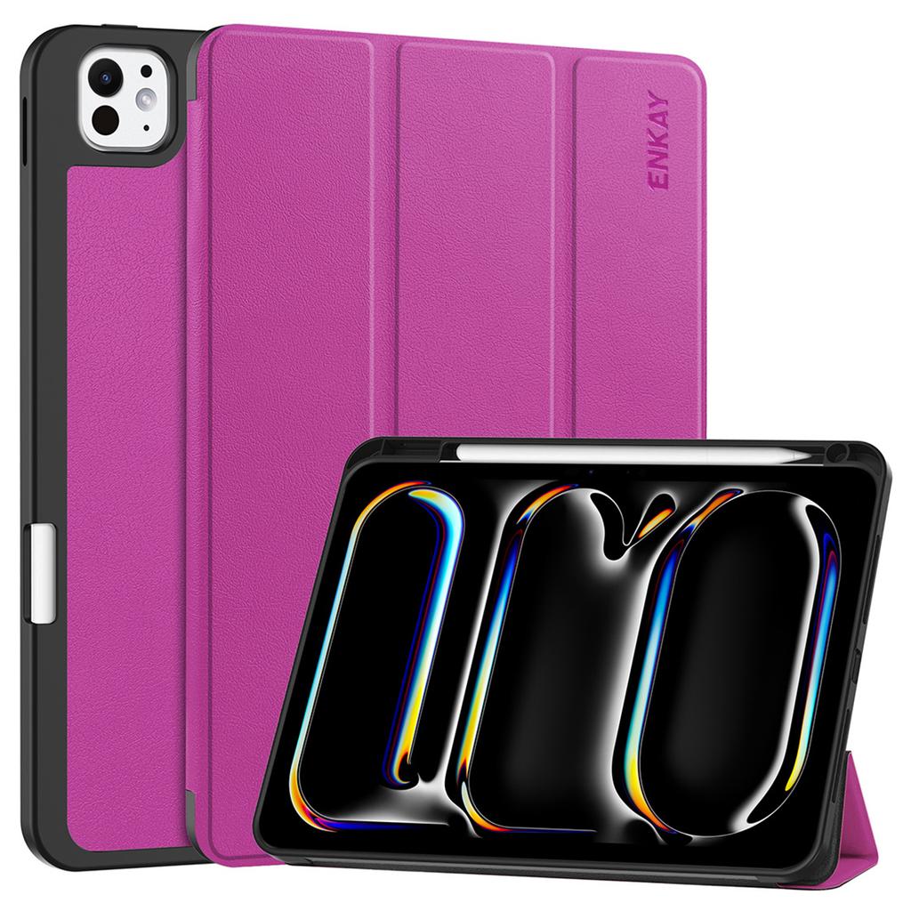 ENKAY HAT PRINCE For iPad Pro 11 (2025)/11 (2024) Tri-Fold Stand Tablet Case PU Leather+TPU Smart Cover with Pencil Holder