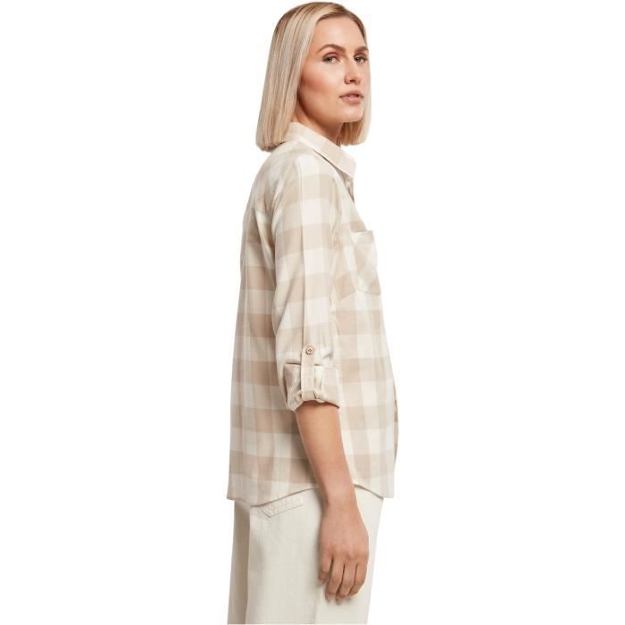 Chemise en flanelle à carreaux femme Urban Classics Turnup - blanc - XS