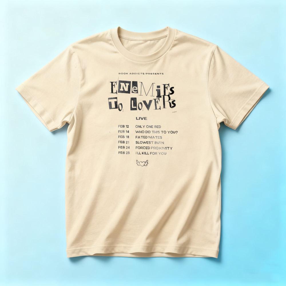 Enemies To Lovers Book Trope Tour Schedule SummerunisexCotton T-Shirt Ransom Note Text Bookish Reader Casual Short Sleeve Apparel