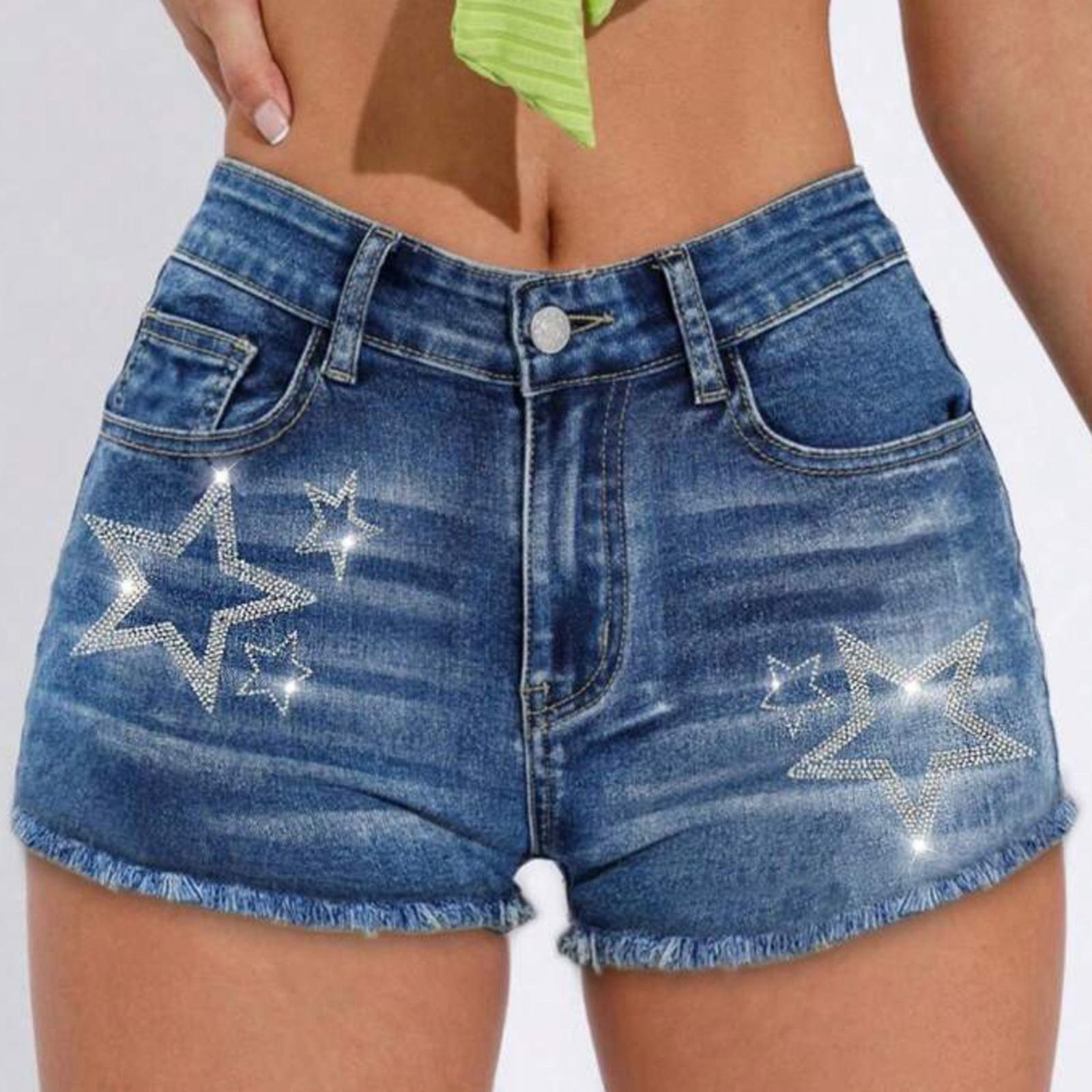 

Women High Waisted Baggy Wide Leg Denim Shorts Casual Jean Shorts L синий