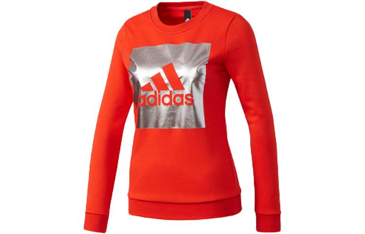 Adidas Sweatshirts Women s Orange Crew Neck Moderate Regular BS3241 L