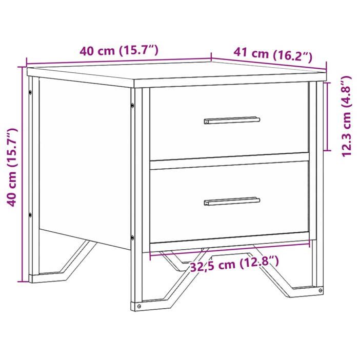 VidaXL Tables de chevet 2 pcs chêne sonoma 40x41x40 cm bois ingénierie, table d'appoint, armoire de lit, table d'appoint 848507