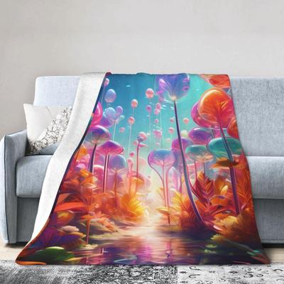 Soft Flannel Fleece Blanket Throw, Psychedelic Balloon Pattern , Lightweight Cozy Throw Blankets for All Season, Bedding Blanket for Sofa