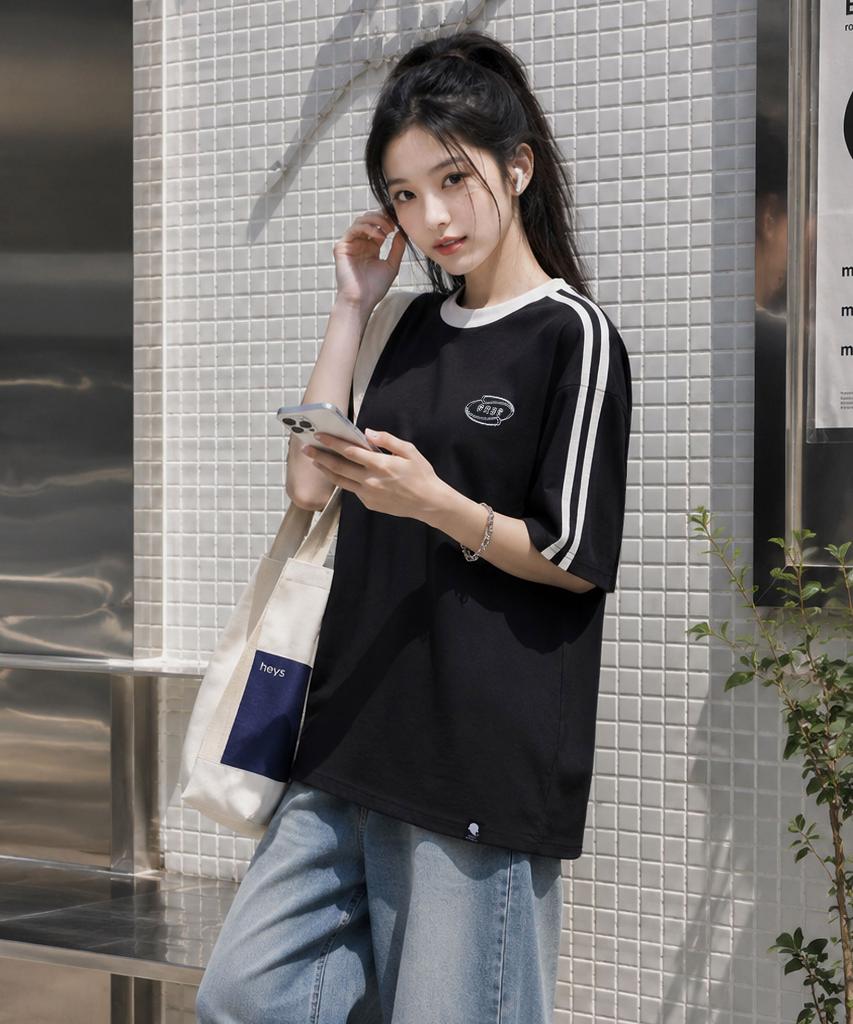 GHOST REPUBLIC Line Oversized Track Short Sleeve T-Shirt Gt-365_Black