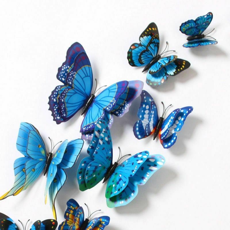 

24 шт. 3D наклейки на стену в виде бабочек, цветные наружные бабочки, украшение для сада, художественное украшение
