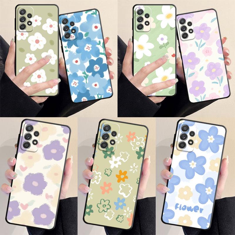 Μαύρη μαλακή πλάτη πολυτελής θήκη τηλεφώνου για Samsung Galaxy A33 A32 A21s A53 A22 A71 A31 A51 A13 A23 A72 A52 A11 Υπέροχο κάλυμμα λουλουδιών