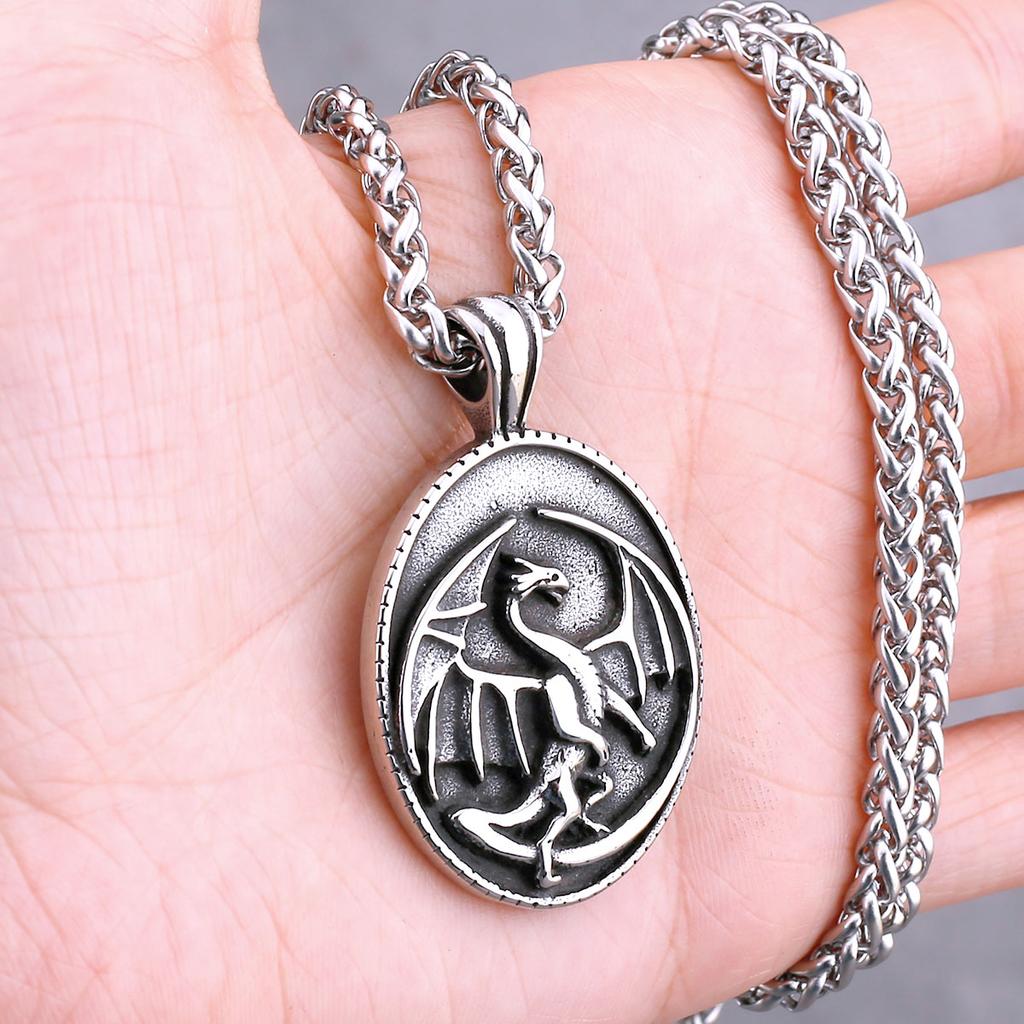 Colar Animal Corvo Dragão Viking Nórdico Vários Masculinos Pingente Amuleto de Odin Aço Inoxidável Moda Joias Vintage