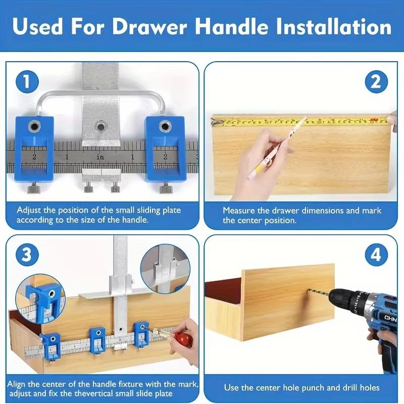 Location Drill Bit Drill Punch Locator Jig Drill Guide Cabinet Handle Knob Template Locator Hole Punch Tool for Woodworking