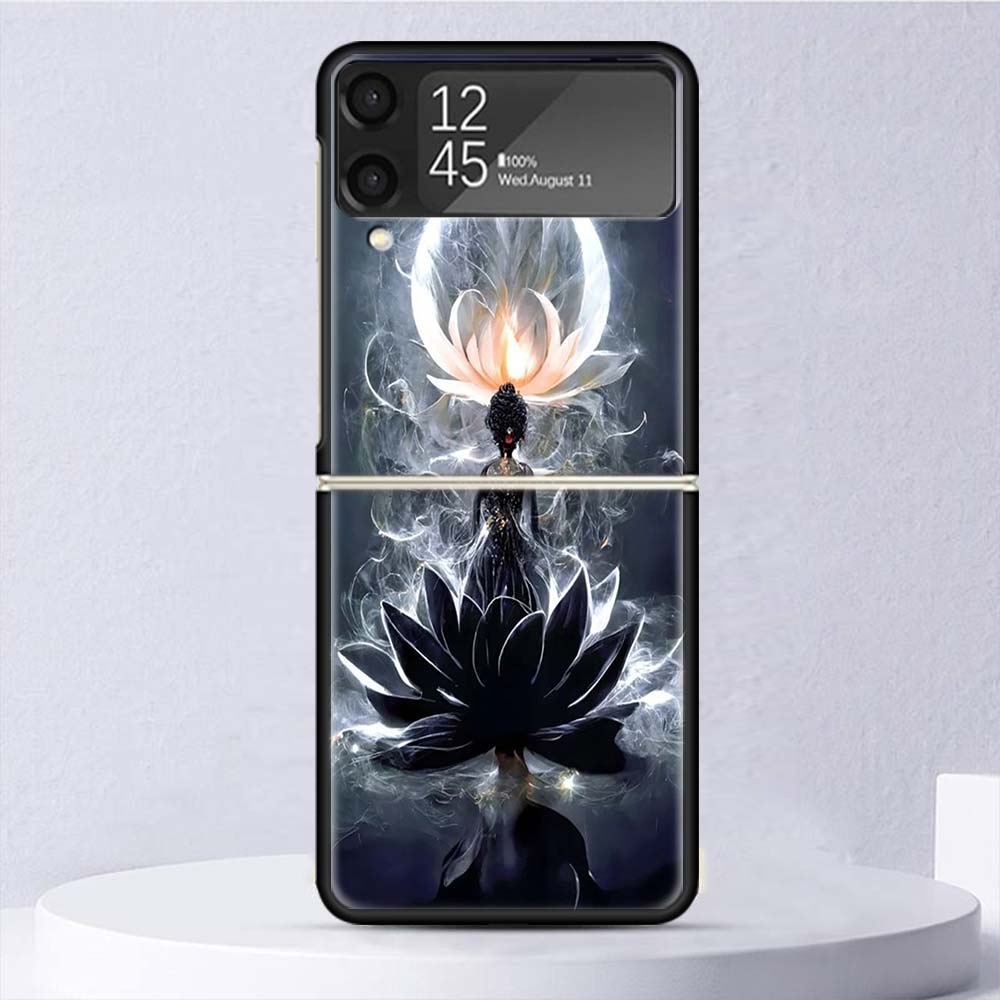 Buddhist Fire Lotus Shockproof Case For Samsung Galaxy Z Flip 7 6 5 4 3 5G Phone Cover Z Flip3 Flip4 Flip5 Flip6 Flip7 Shell Har
