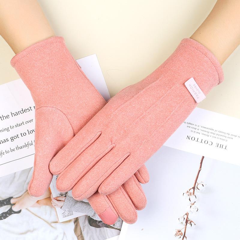 Warm Gloves for Women Rabbit Fleece Cute Bow Thickened Plush Windproof Riding Touch Screen Autumn and Winter Gloves