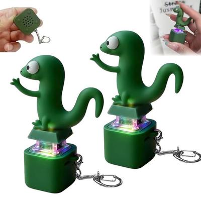 Lizard Button Keychain Decompression Toys Funny Lizard Sounds And Flash Effects Rechargeable Portable Stress Relief Fidget Toy for All Ages