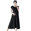 Maternity Collar Short-sleeved Dress Women's Summer New Temperament Loose Belly and Thin Medium and Long Maternity Dress