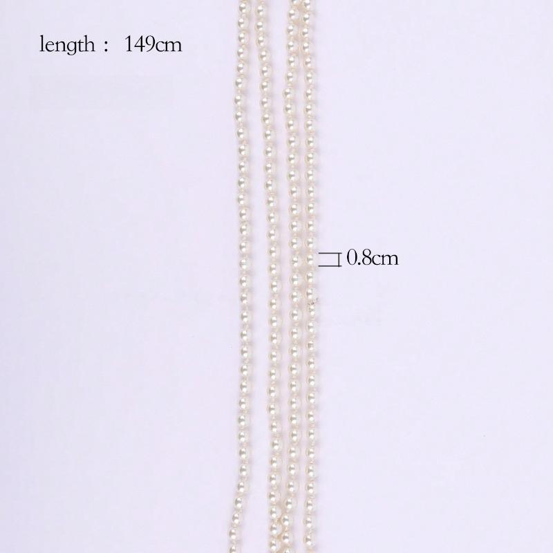 1pc Ladies Multi-Strand Pearl Beaded Knotted Necklace, Pearl White, Elegant Style for Vacation, Casual, Party