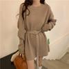 Lazy Wind Waist Sweater Skirt Women's Clothing Autumn and Winter New Outer Wear Fashion Design Sense Medium and Long Knitted Top