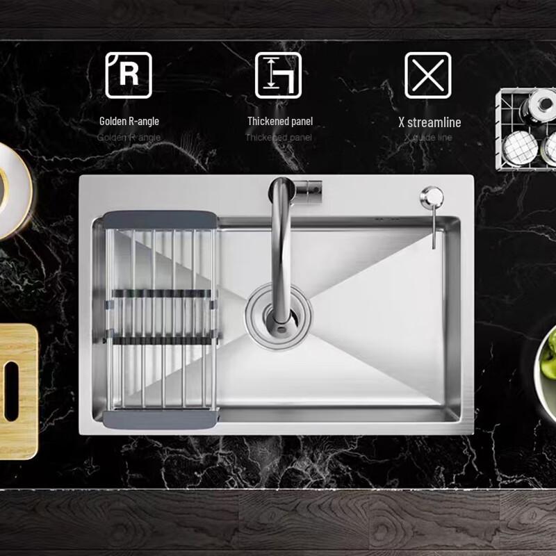 Huijia Brushed Single Bowl Kitchen Sink with Pull-Out Faucet