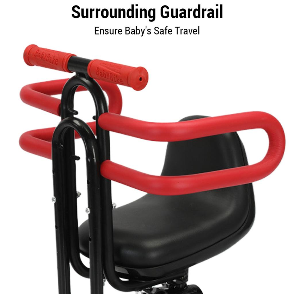 Front Toddler Bike Seat Front Mounted Children Safety Seat with Fence and Footrest