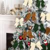 4/12Pcs Large Christmas Velvet Bow Decoration Vintage Solid Hanging Bow Ornament Indoor Outdoor Xmas Holiday Party Fabric Bow Wreath Tree Decor