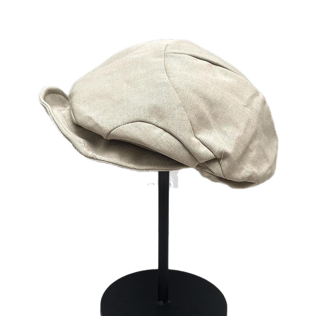 Loose Feeling Retro Pleated Newsboy Hat Female Autumn Niche Artist Hat Large Version Duck Tongue Beret Showing Small Face