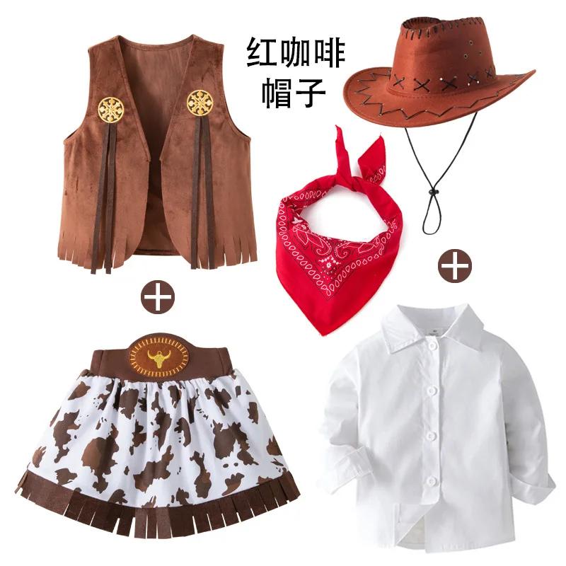 Mädchen Cowgirl Kostüm Kleider Kinder Western Cowgirl Kostüme Karneval Cosplay Halloween Event Party Verkleidung