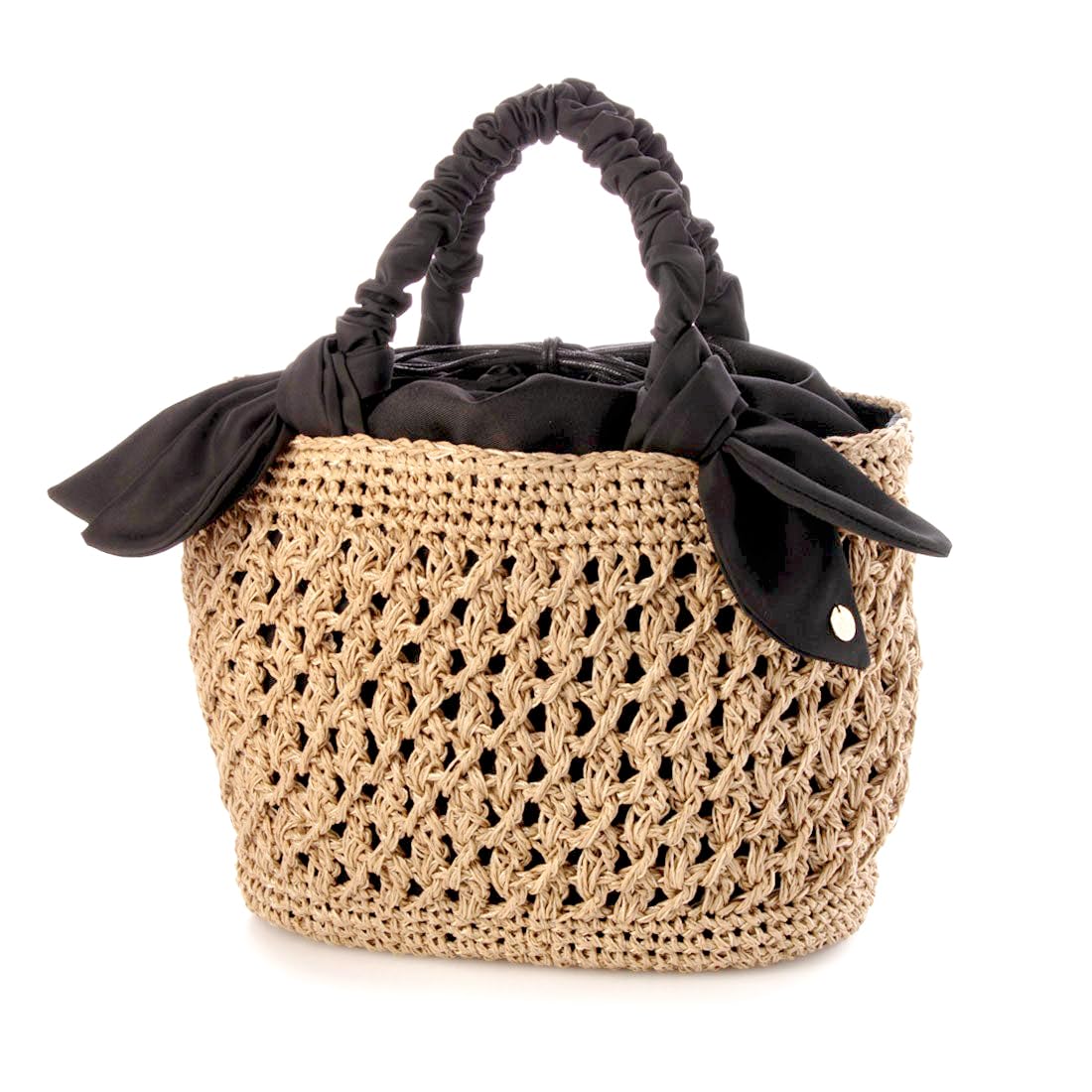 

Hanging Ribbon Pattern Knit Tote BK [Kashkash] 10-00-02150 Women s