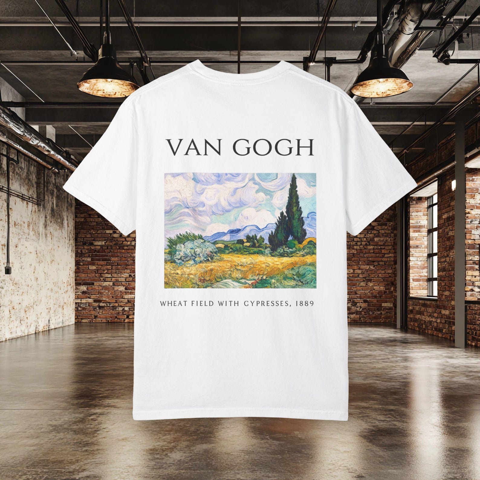 Van Gogh Wheat Field with Cypresses Tee, Landscape Painting Shirt, Museum Art T shirt, Nature Inspired Graphic Tee L