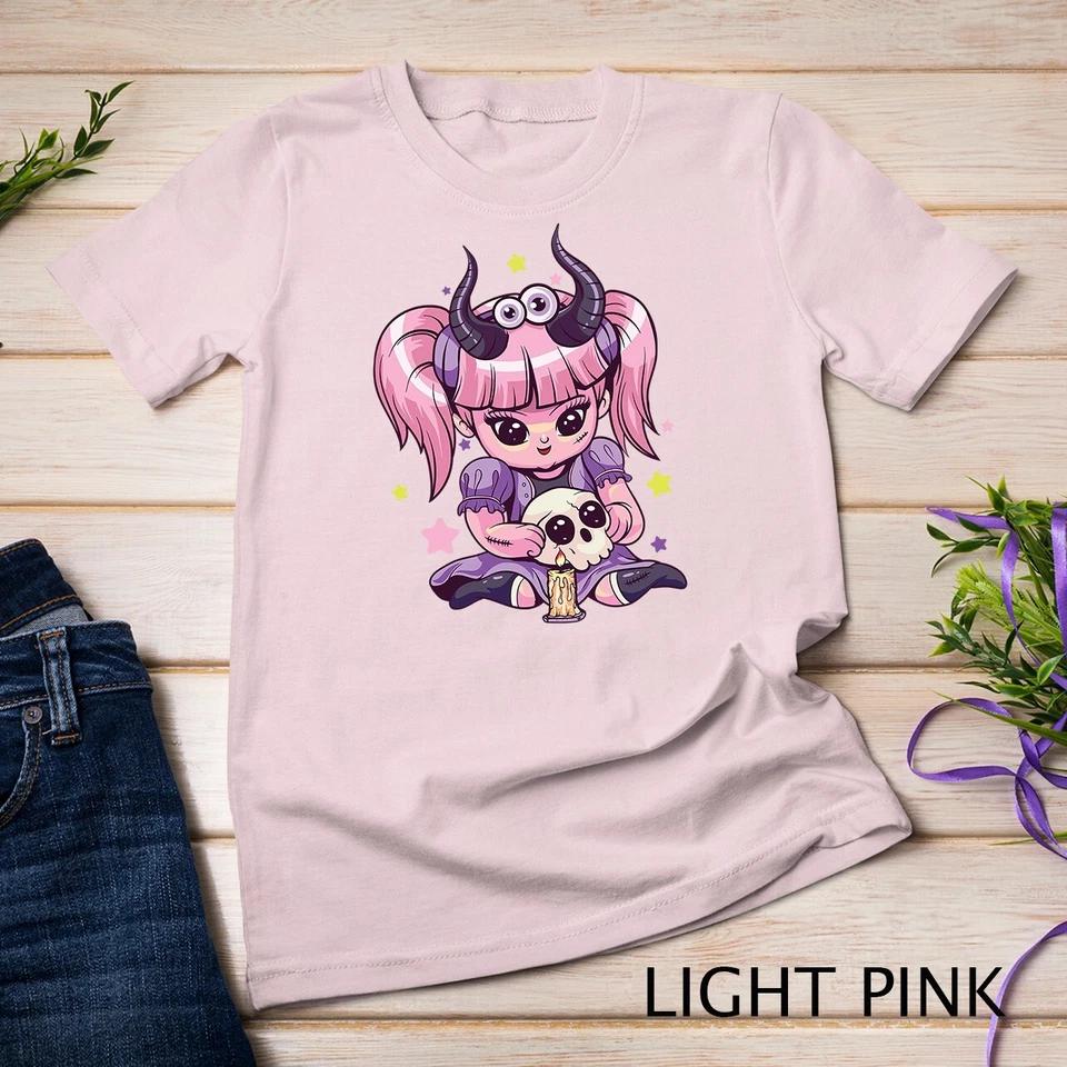 Kawaii Pastel Goth Cute Creepy Girl Skull Demon Evil Girl Unisex T-shirt 6 M