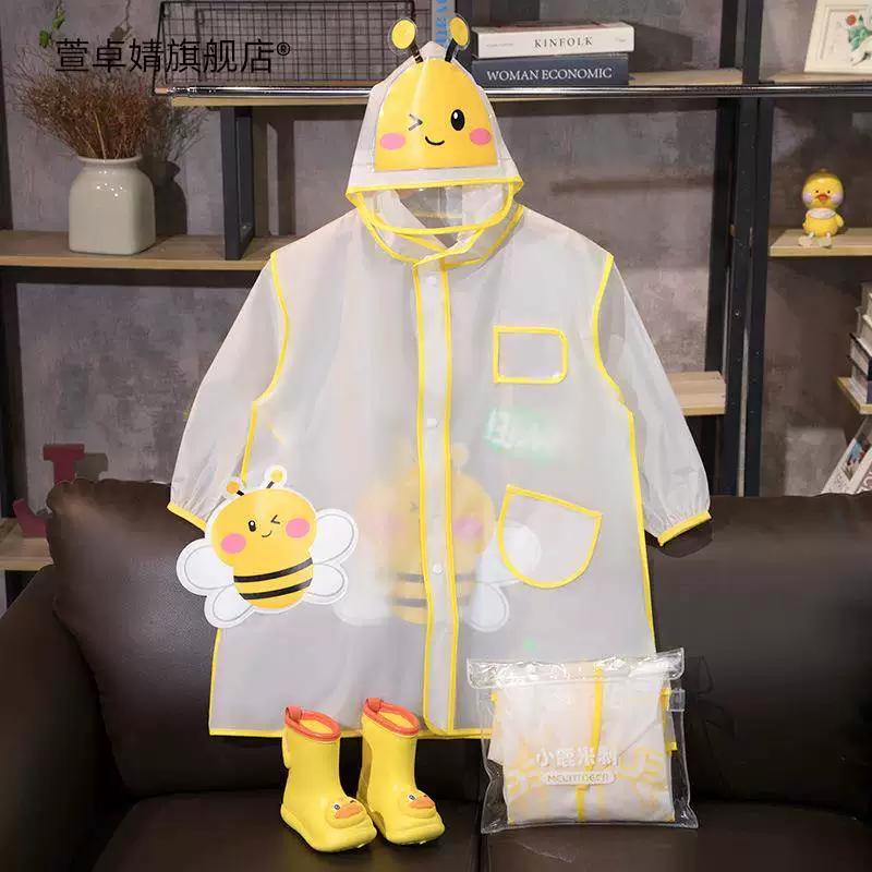 Xiaolumili Cute Cartoon Children Transparent Panda Poncho Primary School Baby Children Rain Gear Raincoat Summer