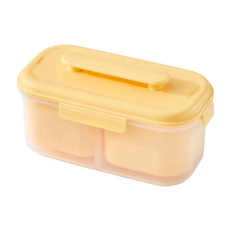 

Two Compartment Bentos Box Spacious Divided Food Storage Container With Lid For Workouts Office Use жёлтый