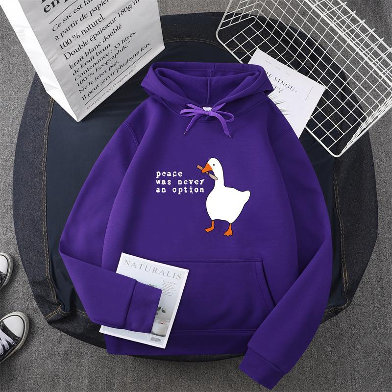 Casual sweater men's and women's autumn and winter new big white goose couple hooded jumper