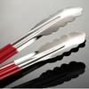Stainless Steel Red Handle Food Tongs