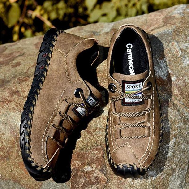 Fashion Men Casual Shoes Genuine Leather Sneakers New Soft Flat Handmade Outdoor Breathable Walking Shoes Classic Plus Size Men's Shoes