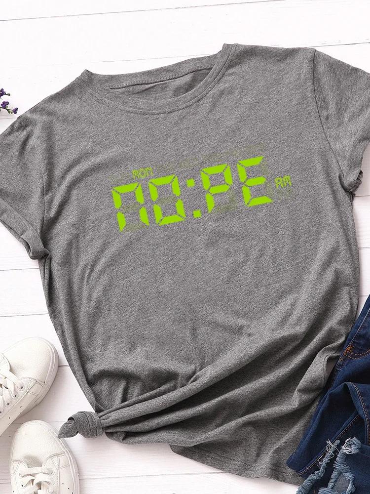 Alarm Clock Display Nope Print Women T Shirt Short Sleeve O Neck Loose Women Tshirt Ladies Tee Shirt Tops Camisetas Mujer