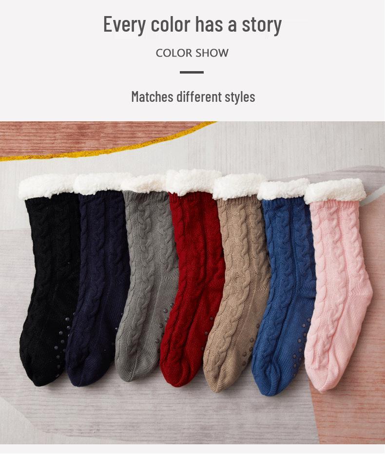 Women's Winter Velvet Mid-Tube Floor Sleep Socks - Home, Postpartum, Christmas, and Autumn Snow Slippers