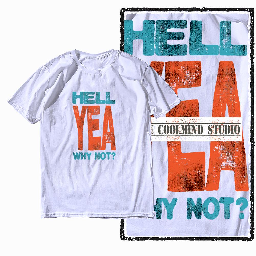 Coolmind X0074 Attitude Hell Yeah Esprit Hellfire t-shirt graphique coton exclusif t-shirt homme streetwear t-shirt pour homme t-shirt