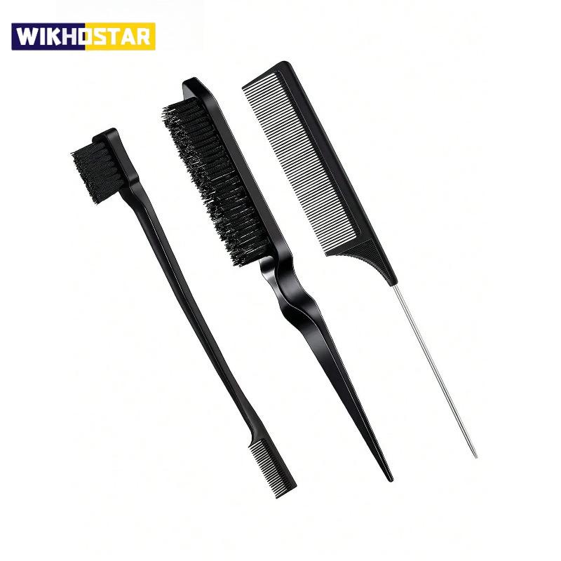 3pcs Styling Comb Collection with Triple Tear Hair Brush Mouse Tail Comb Edge Brush,salon Hair Styling Tool Special for Real Hair Wigs