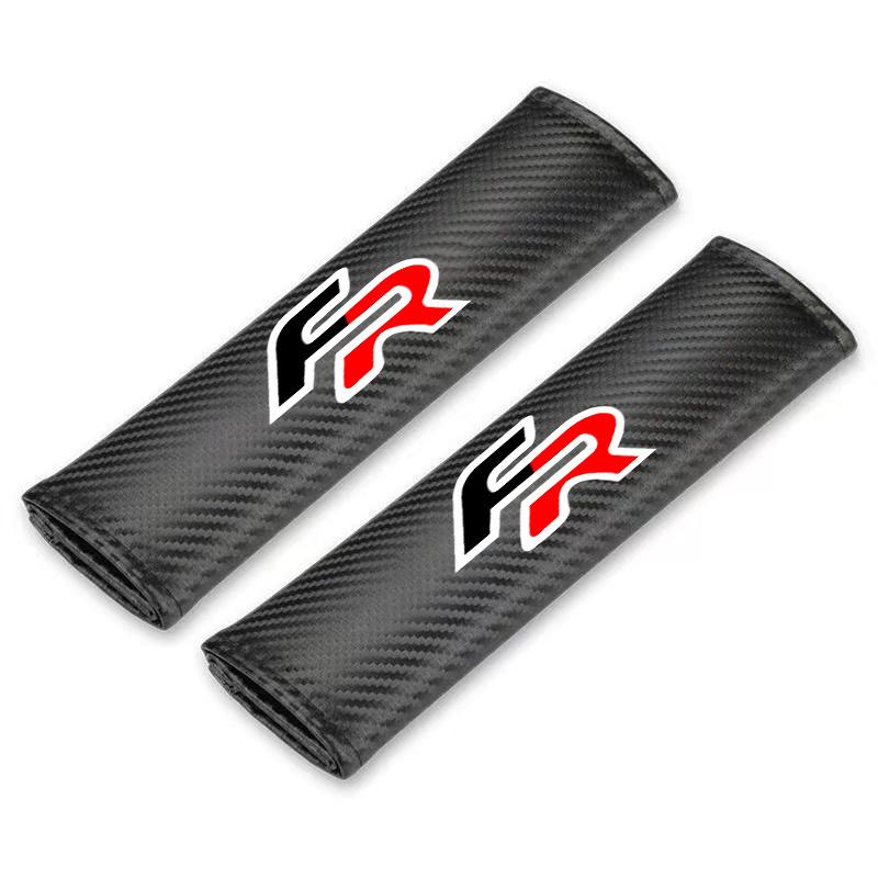 bzdf9 Car Carbon Fiber Seat Belt Shoulder Covers For Seat Leon 5F Mk2 Mk3 Ibiza Tarraco Arona Ateca Alhambra Auto Interior Accessories
