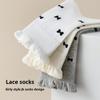5 Pairs Lace Stacked Socks Mid-calf Socks Spring and Summer Thin Cotton Socks Breathable Versatile Wooden Ear Edge Small Bow Socks Female