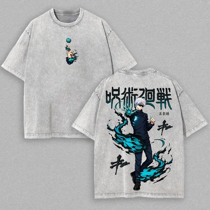 Hot Anime Jujutsu Kaisen Gojo Satoru Clothing Men Women Casual Tshirts Washed Cotton Tee Retro Loose T-shirt Harajuku T Shirt