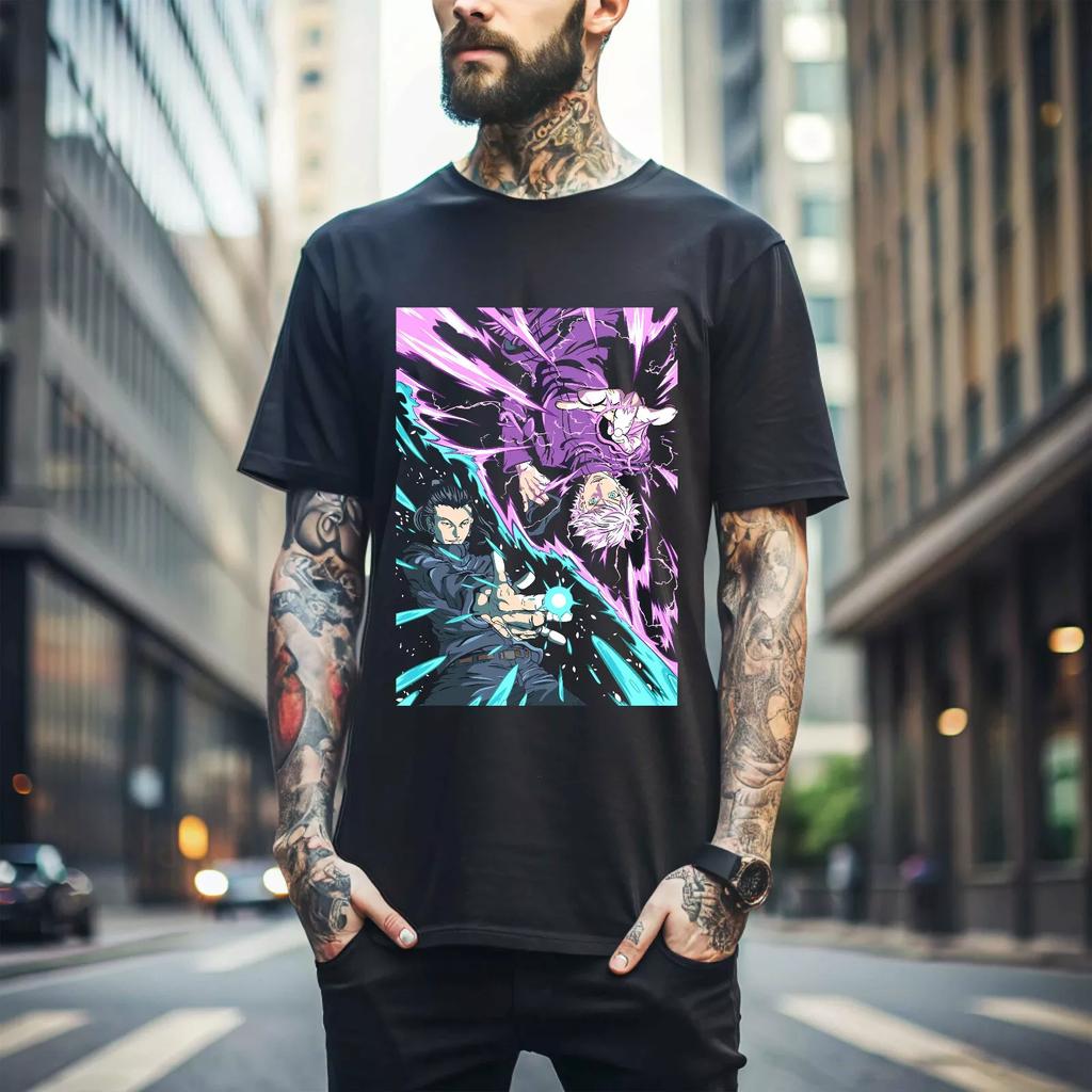 100% cotton TOPS UNISEX TEES MENS WOMENS Jujutsu Kaisen T-shirt Geto Suguru Gojo Girl Anime Gift Black T-shirt Gift 316