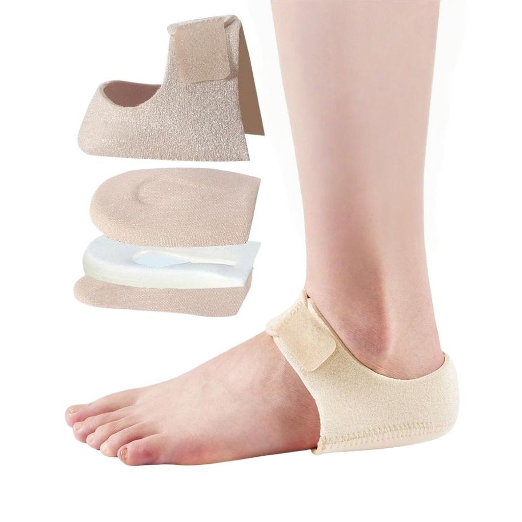 Adjustable Silicone Heel Pads Gel Protective Sock Sleeve Velcro Heel Sleeve With Strap Shock Absorption Relieving Leg Pressure