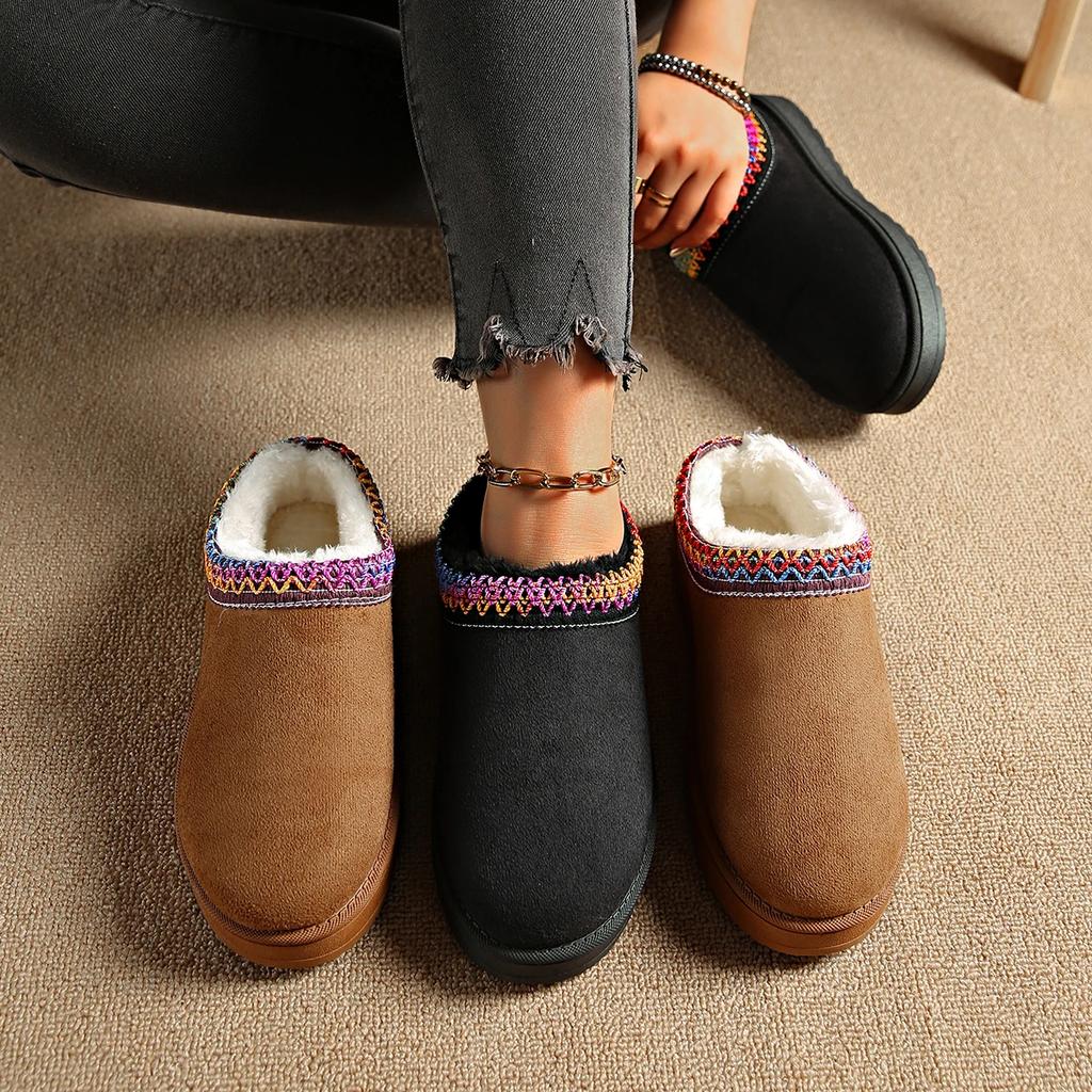 Fashion Two Wear Fluffy Slippers Female Fur One Autumn Winter 2025 New Baotou Half Drag Thick Bottom Muffin Cotton Shoes for Women