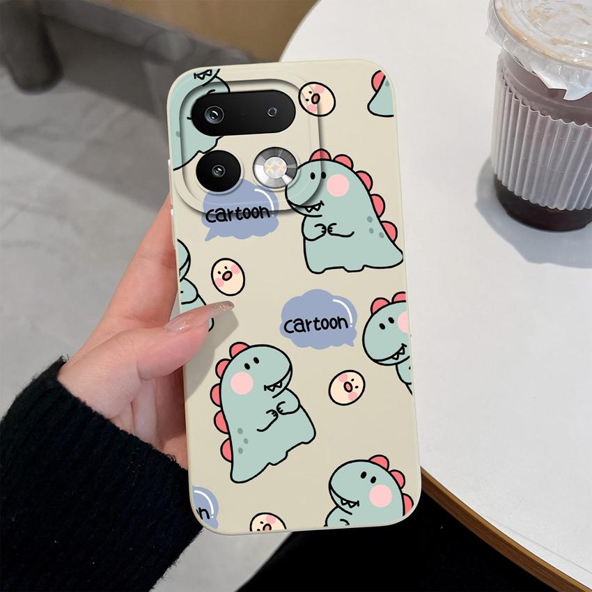 For Oppo Realme 16 14 15 Pro Plus C85 OPPO Reno 15 Pro 15F A6X Phone Case Lovely Dinosaur Camera Coverage Lightweight Soft Liquid Silicone Back Covers