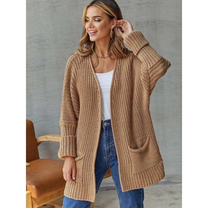 Knit Sweater Sweater Female Cardigan Commuter Wind Loose Medium-length Jacket Large Size Leisure Comfortable Versatile and Fashionable