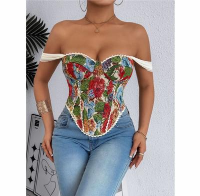 Women Strap Vintage Lingerie Camisole Sleeveless Lace Up Backless Mini  American Retro Slim Sexy Print Tank