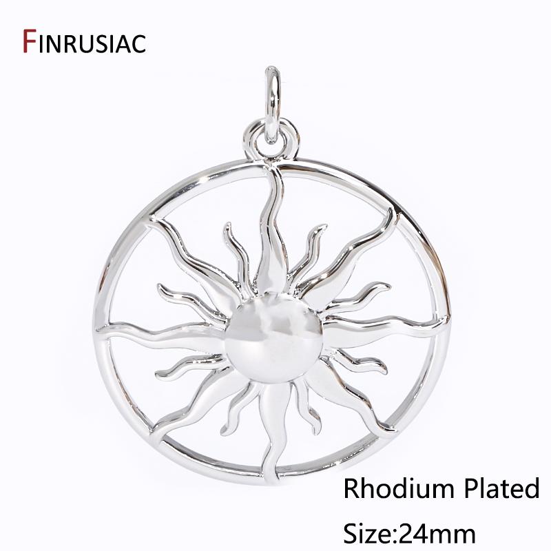 Fashion 18K Gold Plated Brass Hollow Sun Charms Round Pendant For DIY Women Necklace Making Supplies Findings