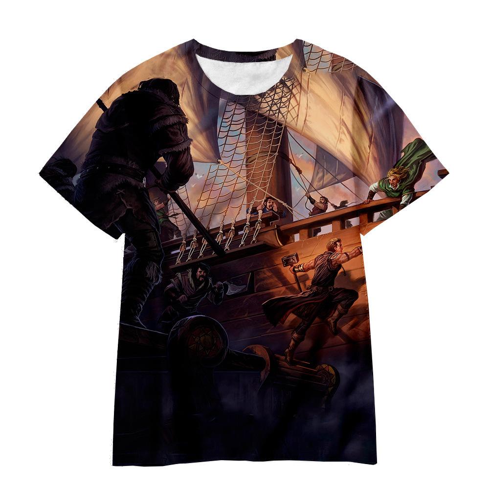 Amazon s new foreign trade adult children s T-shirt, boat 3D digital printing loose short sleeves XXS