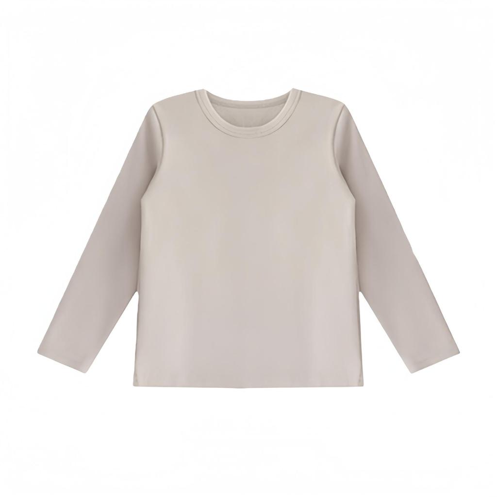 Kids' Long Sleeve Base Layer Top - Plain White or Black Pure Cotton T-shirt for Boys and Girls, Spring/Fall Wear